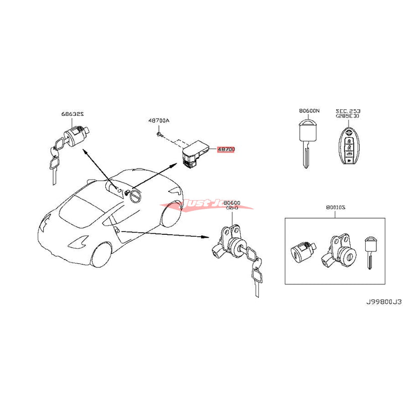 Genuine Nissan Steering Lock Assembly Fits Infiniti V36 G37/Q60, Nissan J50 Crossover, R35 GTR, V36 Skyline & Z34 370Z