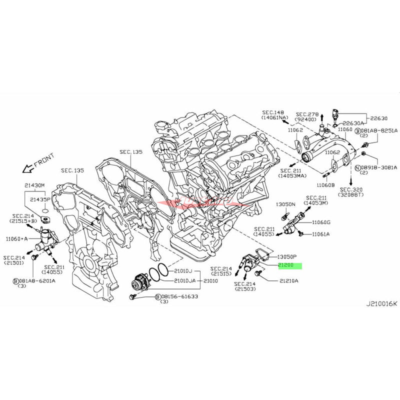 Genuine Nissan Thermostat Fits Nissan V36 Skyline, Y50/Y51 Fuga & Z33 350Z Ser 2 VQ25HR/VQ35HR