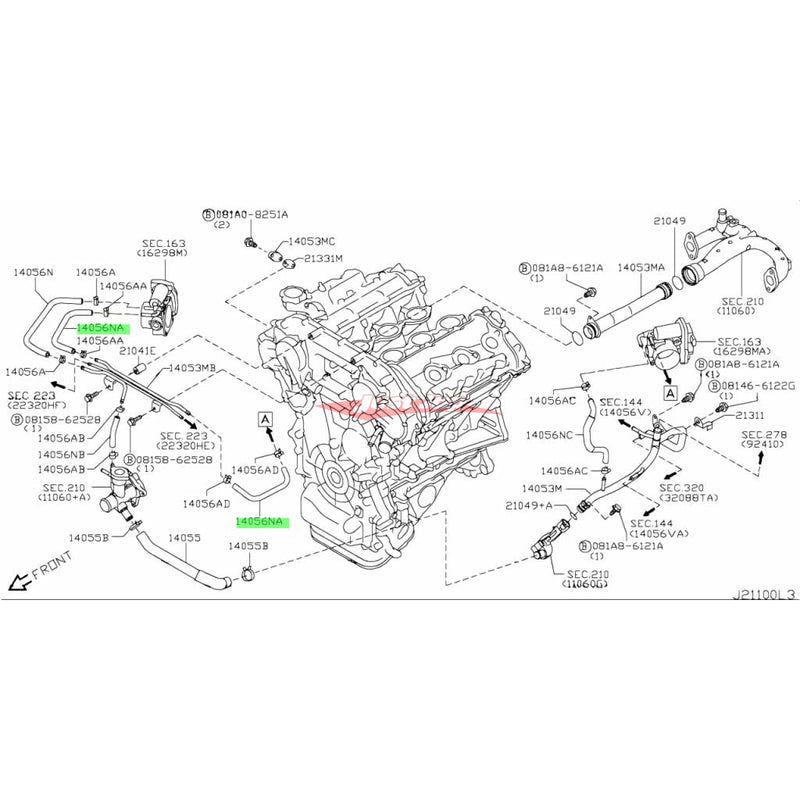 Genuine Nissan Throttle Body Water Hose (Short) Fits Nissan R35 GTR (JDM Models)