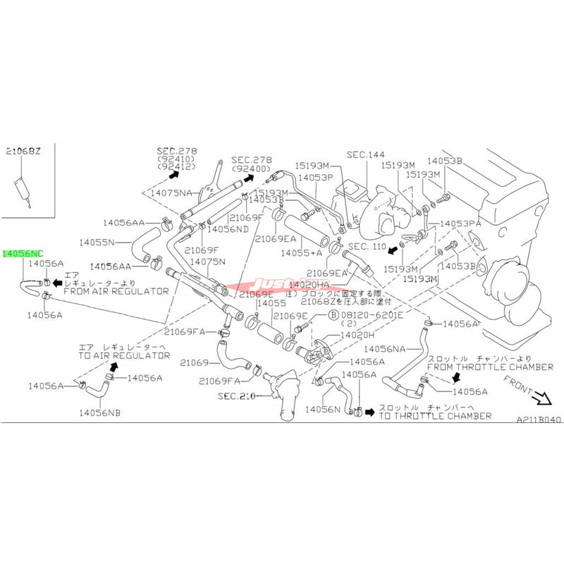 Genuine Nissan Top IACV Water Hose Fits Nissan S13 180SX & Silvia