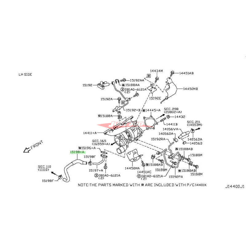Genuine Nissan Turbocharger Drain Hose L/H Fits Nissan R35 GTR (VR38DETT)