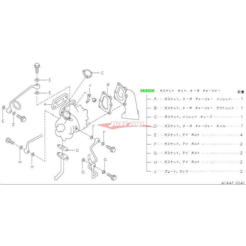 Genuine Nissan Turbocharger Gasket Kit Fits Nissan R32/R33/R34 Skyline, C34 Stagea, Y33/Y34 Ceric & Gloria (RB20DET/RB25DET)