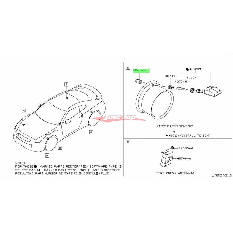 Genuine Nissan Tyre Pressure Sensor Nut Fits Nissan R35 GTR