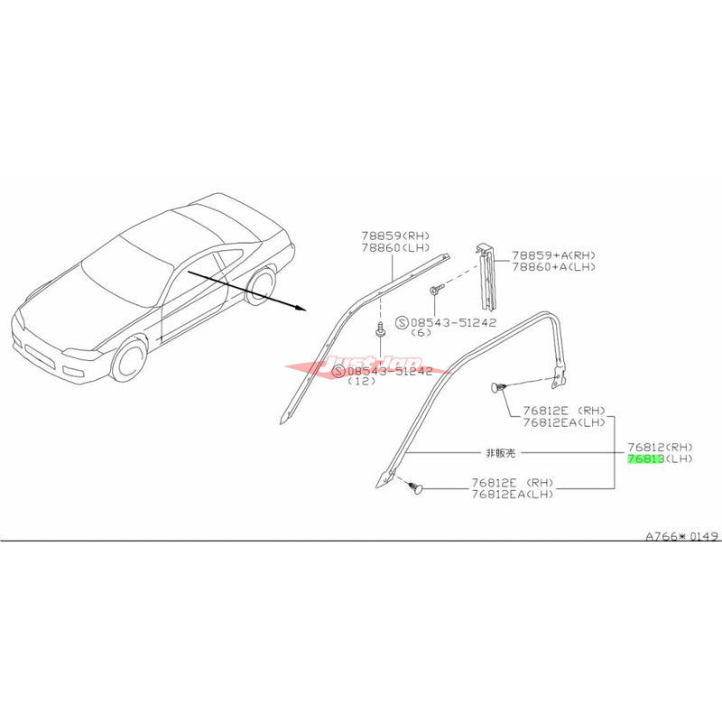 Genuine Nissan Upper Door Glass Rubber Seal / Weather Strip (L/H) Fits Nissan S15 Silvia & 200SX