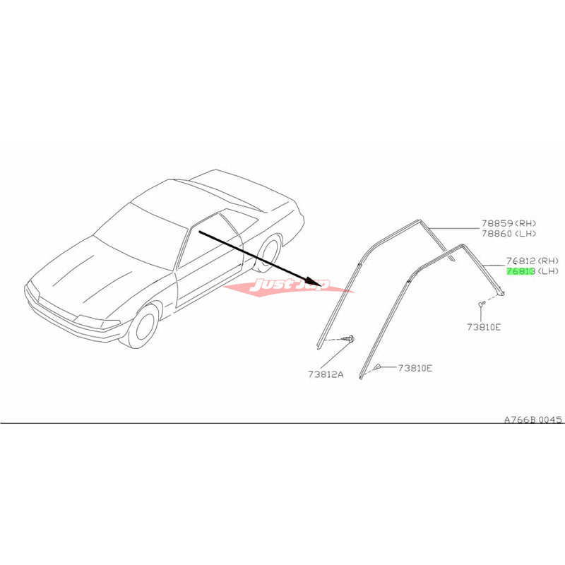 Genuine Nissan Upper Door Glass Rubber Seal / Weather Strip L/H Fits Nissan Skyline R32 GTS/T & GTR (Coupe)