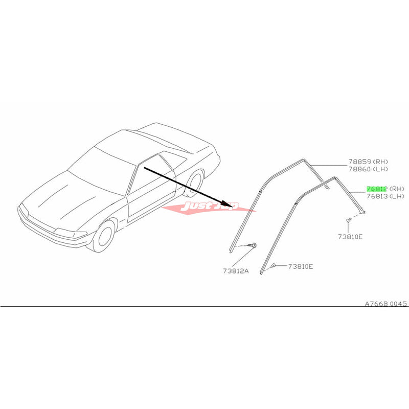 Genuine Nissan Upper Door Glass Rubber Seal / Weather Strip (R/H) Fits Nissan Skyline R32 GTS/T & GTR (Coupe)