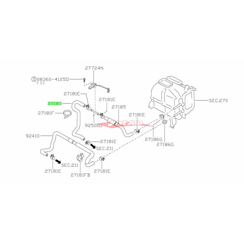Genuine Nissan Upper Heater Hose to Engine Fits Nissan R32 Skyline GTR