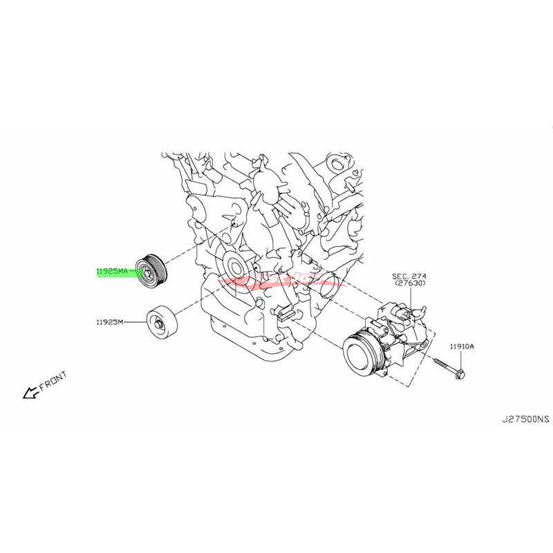 Genuine Nissan Upper Idler Pulley (Ribbed) Fits Nissan R35 GTR VR38DETT