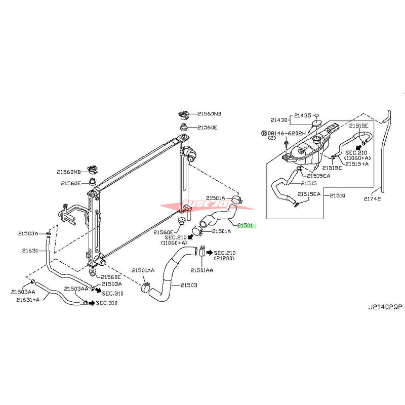 Genuine Nissan Upper Radiator Hose Fits Nissan J50 Crossover, V36 Skyline Z34 370Z (VQ25HR/VQ35HR/VQ37HR)