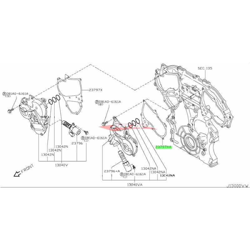 Genuine Nissan Valve Timing Control Solenoid VTC Cover Gasket (LH) Nissan J50/R35/V36/Y50/Z33/Z34 (VQ25HR/VQ35HR/VQ37HR/VR38DETT)