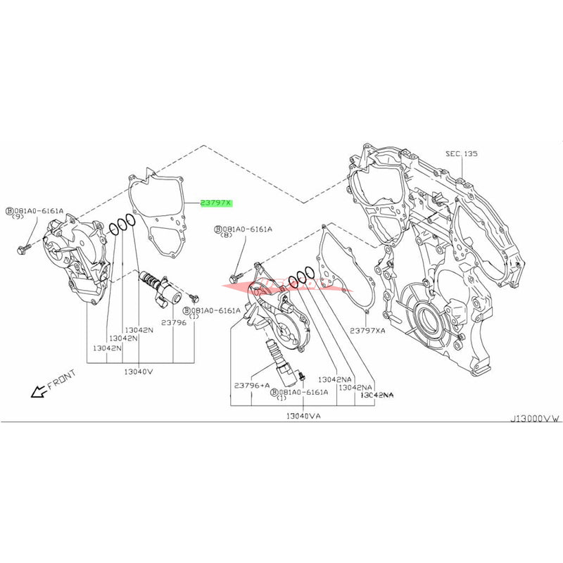 Genuine Nissan Valve Timing Control Solenoid VTC Cover Gasket (RH) Fits Nissan J50/V36/Y50/Z33/Z34 (VQ25HR/VQ35HR/VQ37HR)