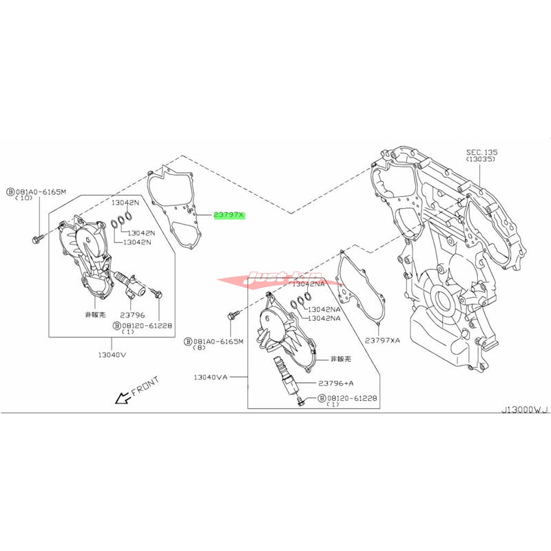 Genuine Nissan Valve Timing Control Solenoid VTC Cover Gasket (RH) Fits Nissan R35 GTR VR38DETT