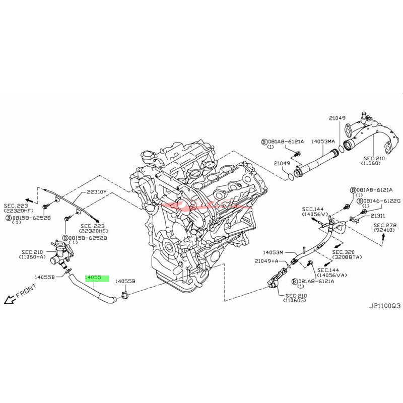 Genuine Nissan Water Filler Neck Outlet Lower Hose Fits Nissan R35 GTR