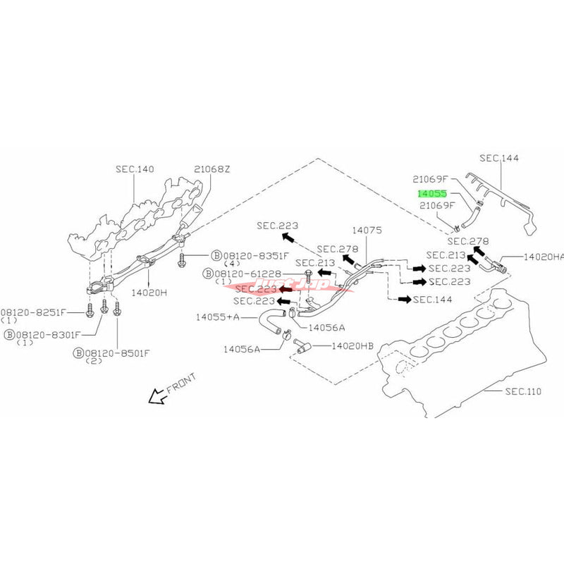 Genuine Nissan Water Hose Fits Nissan Skyline R33/R34 GTR & C34 Stagea 260RS (RB26DETT)
