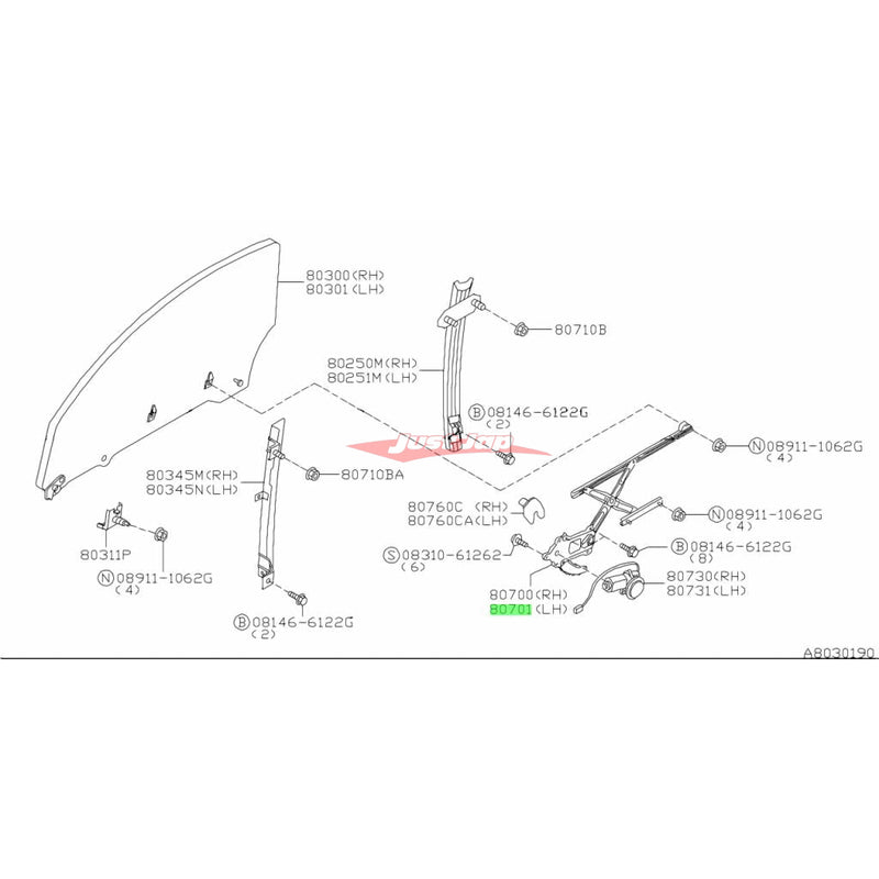 Genuine Nissan Window Regulator (L/H) Fits Nissan S15 Silvia & 200SX