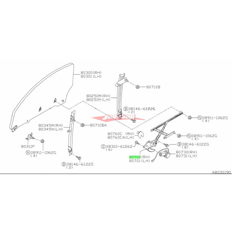 Genuine Nissan Window Regulator (R/H) Fits Nissan S15 Silvia & 200SX