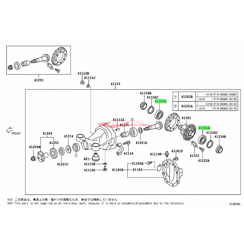 Genuine Toyota Rear Differential Bearing & Rebuild Kit Fits Toyota 86 & Subaru BRZ (ZC6/ZN6)