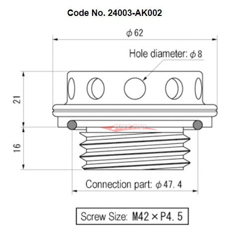 HKS Billet Oil Filler Cap M42xP.45 Fits Subaru