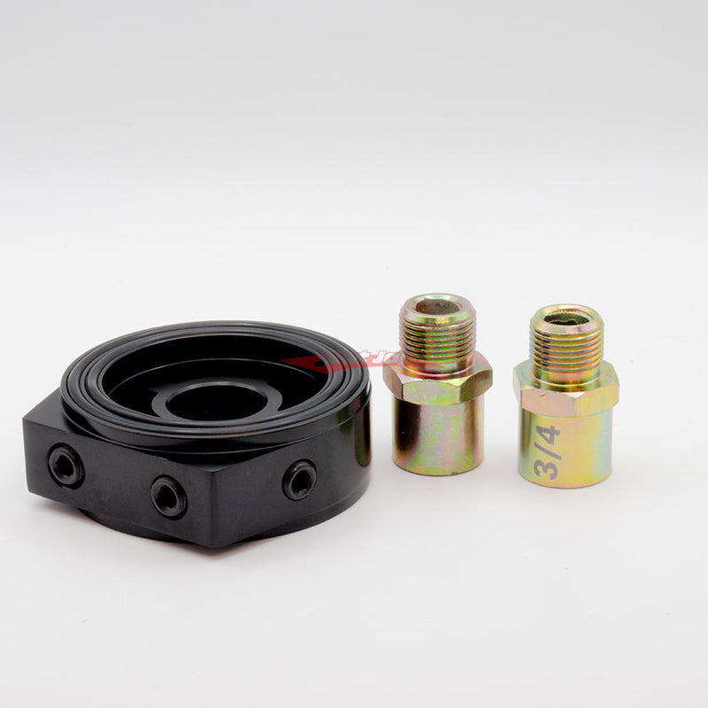 JJR Billet Alloy Oil Filter Sandwhich Plate Adapter Oil Temp / Oil Press - Universal Fitment (3/4 UNF-16 & M20 x P1.5)