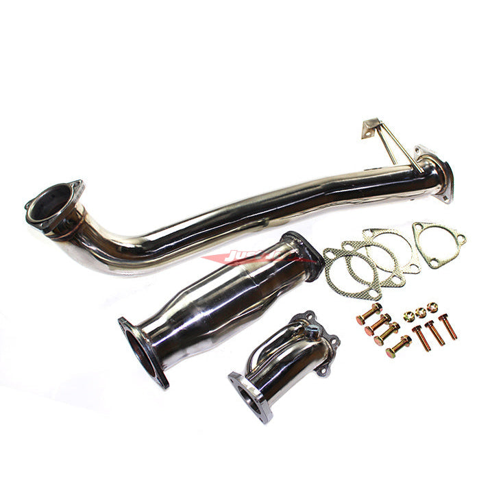 JJR Hyperflow Stainless Steel Exhaust System Titanium Tip Look (Catco Bundle B) Fits Nissan S13 Silvia & 180SX (SR20DET)