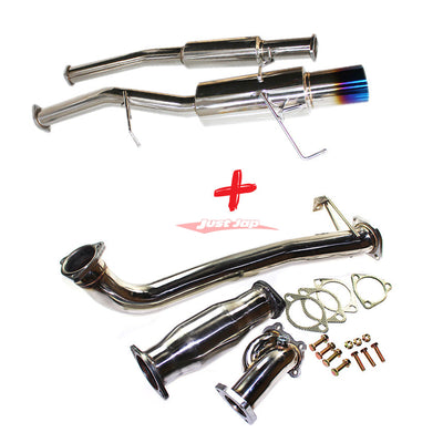 JJR Hyperflow Stainless Steel Exhaust System Titanium Tip Look (Catco Bundle C) Fits Nissan S13 Silvia & 180SX (SR20DET)