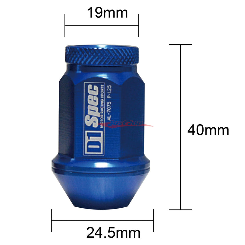 JJR Lightweight Racing Wheel Nut Set - M12 X P1.25 (Blue Hex)