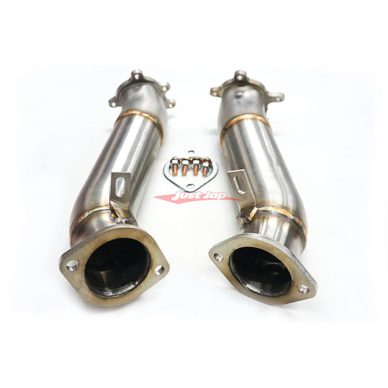 JustJap Racing Casted Stainless Steel 3.5" Down Pipe Dump Pipe Set Fits Nissan R35 GTR