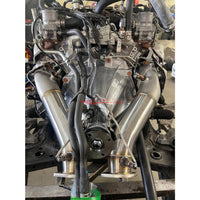 JustJap Racing Casted Stainless Steel 3.5" Down Pipe Dump Pipe Set Fits Nissan R35 GTR