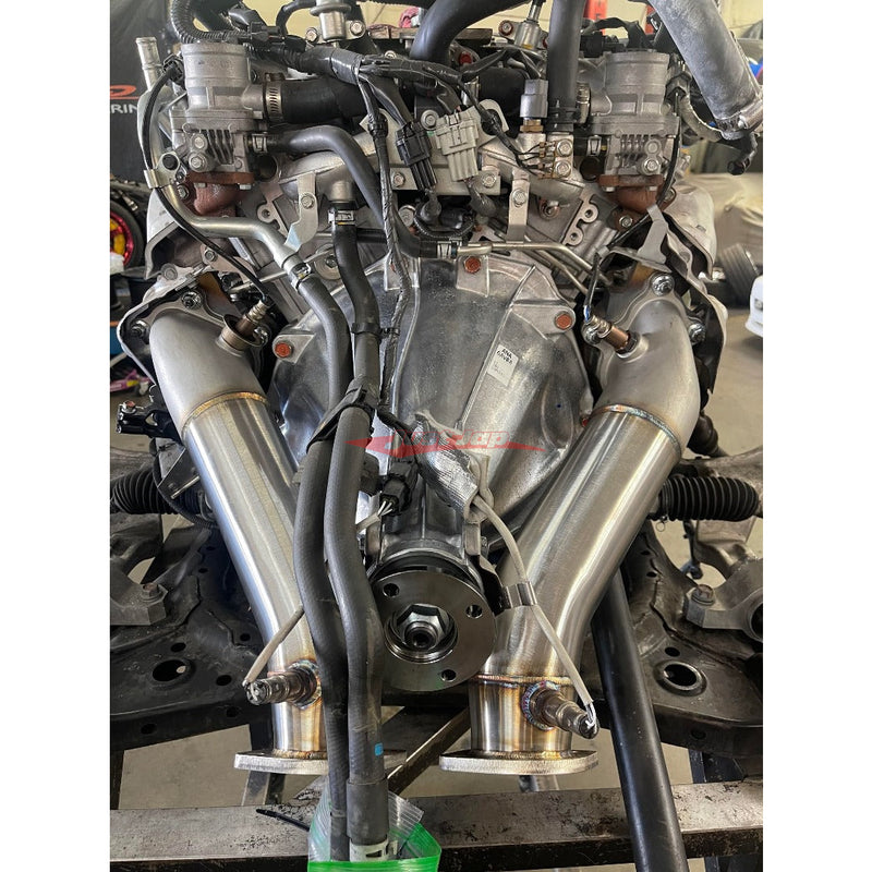 JustJap Racing Casted Stainless Steel 3.5" Down Pipe Dump Pipe Set Fits Nissan R35 GTR