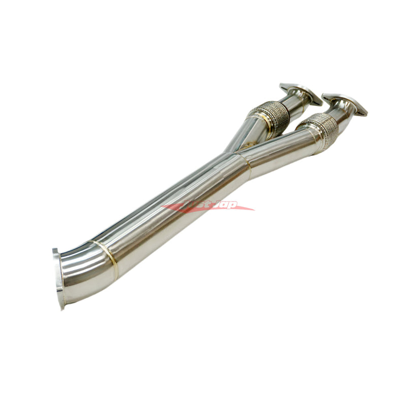 JustJap Racing Stainless Steel 3.5" Centre Mid Y Pipe (De-Cat) Fits Nissan R35 GTR (2007-)
