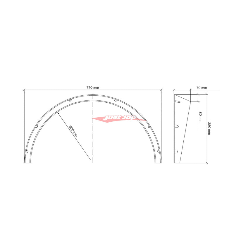 Karbonetic Universal ABS Over Fender / Wheel Arch Flares / Fender Flares (4pce Set) - Front 2" / 50mm & Rear 2.75" / 70mm