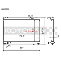 Koyo Power Radiator Type 2 Wide Aluminum 2-Layer 48mm Fits Nissan R35 GTR (2007-)