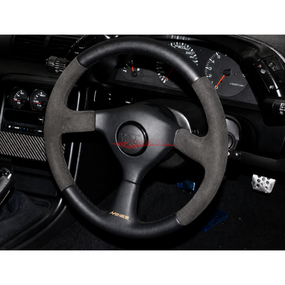 Mines Leather Steering Wheel (Black Stitching) Fits Nissan R32 GTR - Steering Wheels