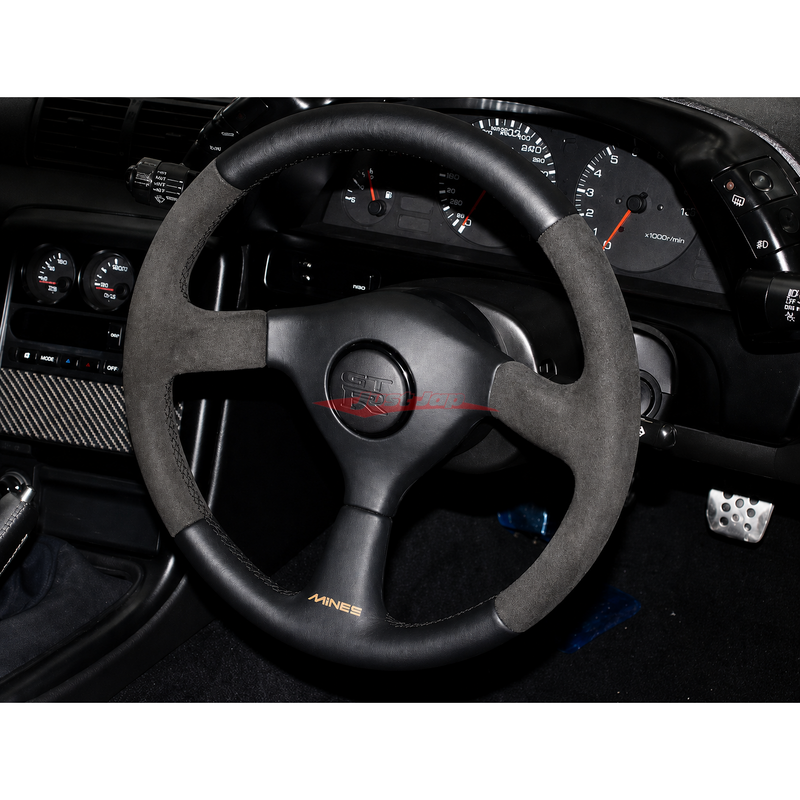 Mines Leather Steering Wheel (Black Stitching) Fits Nissan R32 GTR