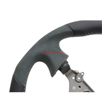 Mines Leather Steering Wheel (D Type Grey Stitching) Fits Nissan R34 Skyline GTR, S15 Silvia & 200SX