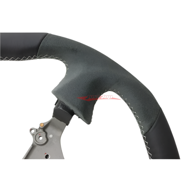 Mines Leather Steering Wheel (D Type Grey Stitching) Fits Nissan R34 Skyline GTR, S15 Silvia & 200SX