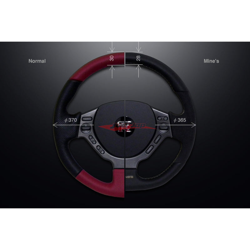 Mines Leather Steering Wheel (D Type Grey Stitching) fits Nissan R35 GTR 07-16