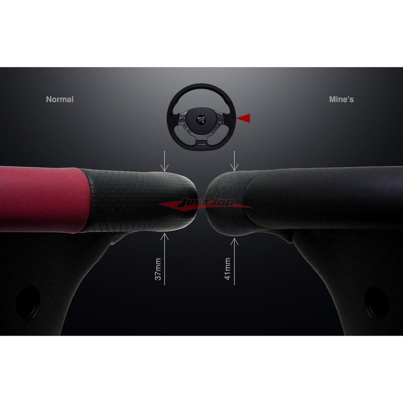 Mines Leather Steering Wheel (D Type Grey Stitching) fits Nissan R35 GTR 07-16