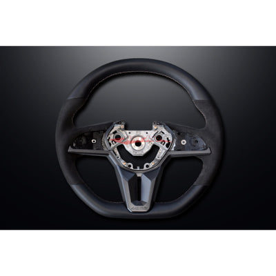 Mines Leather Steering Wheel (D Type Grey Stitching) Fits Nissan R35 GTR MY17+