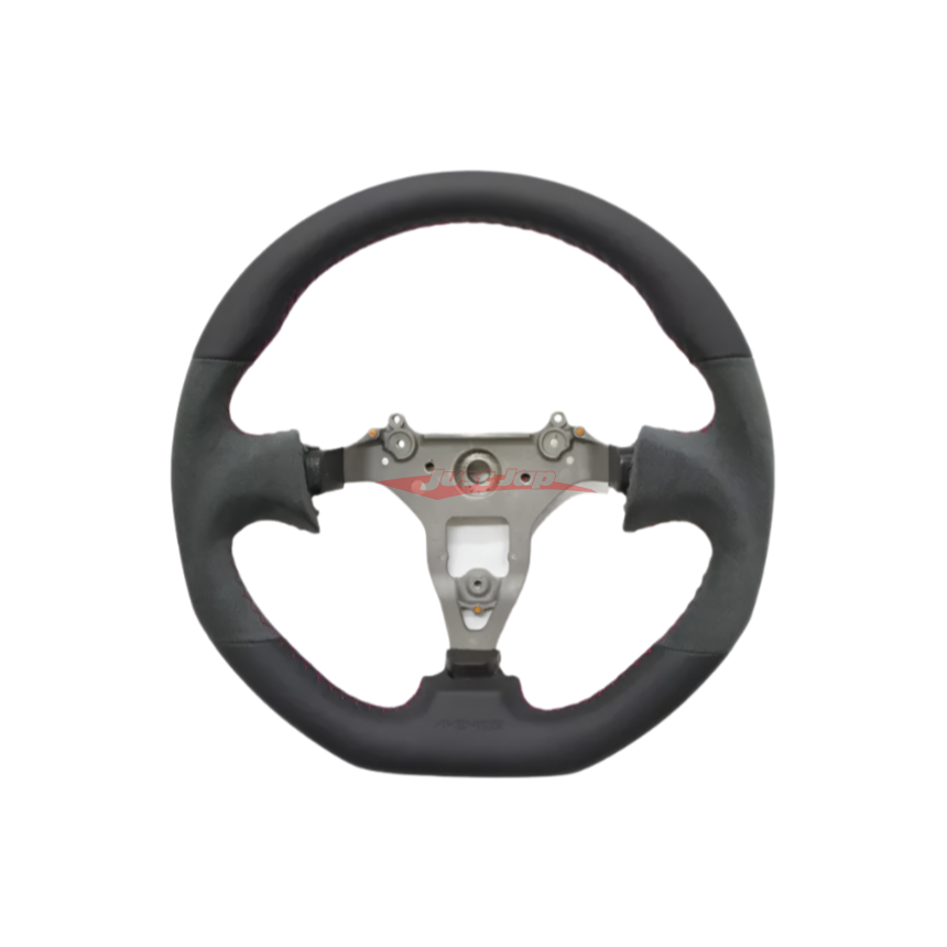 Mines Leather Steering Wheel (D Type Red Stitching) Fits Nissan