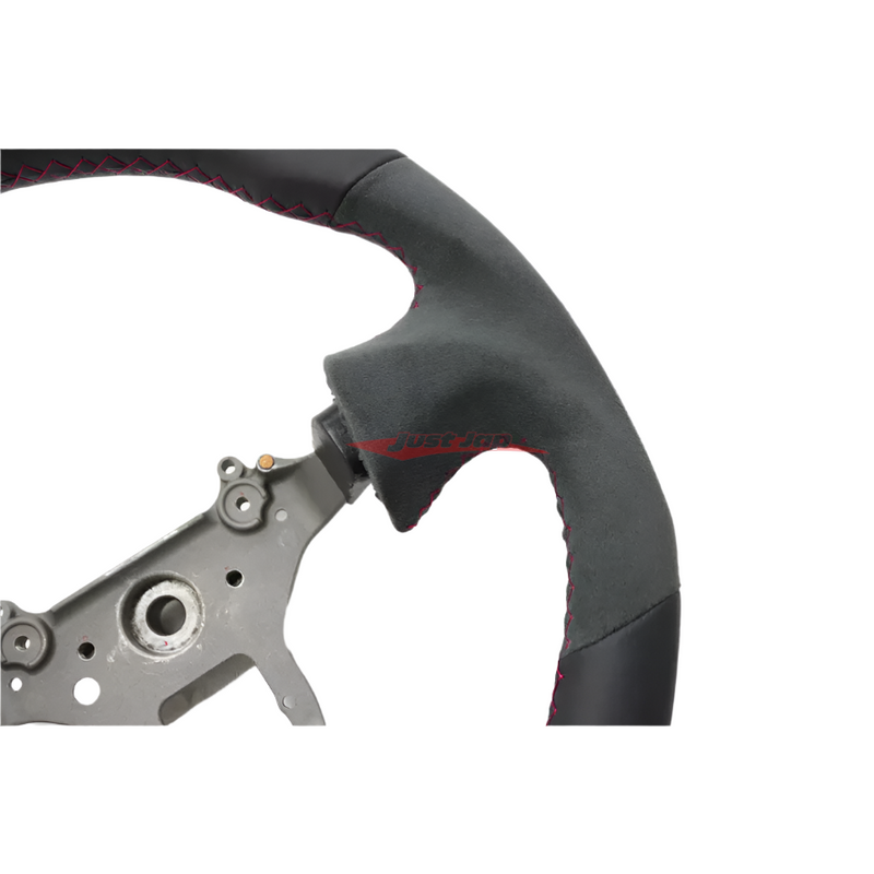 Mines Leather Steering Wheel (D Type Red Stitching) Fits Nissan R34 Skyline GTR, S15 Silvia & 200SX