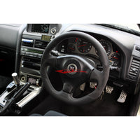 Mines Leather Steering Wheel (D Type Red Stitching) Fits Nissan R34 Skyline GTR, S15 Silvia & 200SX