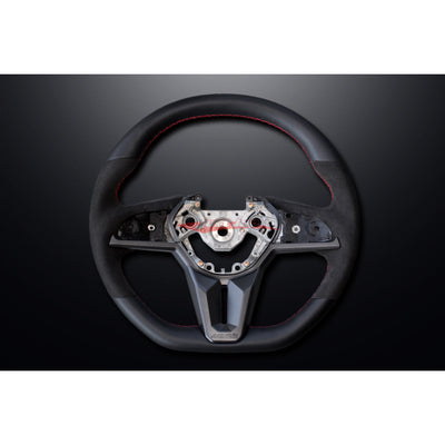 Mines Leather Steering Wheel (D Type Red Stitching) Fits Nissan R35 GTR 17+