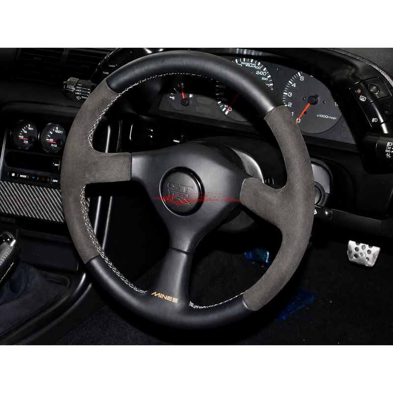 Mines Leather Steering Wheel (Grey Stitching) Fits Nissan R32 GTR