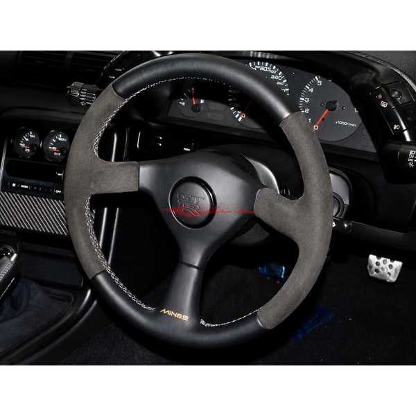 Mines Leather Steering Wheel (Grey Stitching) Fits Nissan R32 GTR