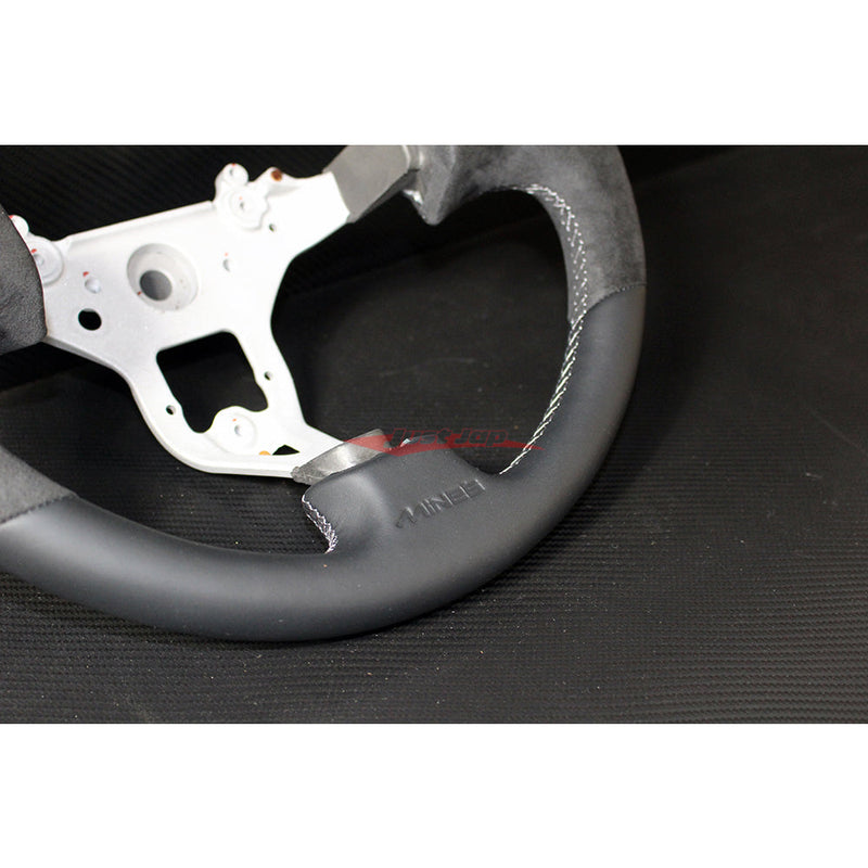 Mines Leather Steering Wheel (Version 2 Grey Stitching) Fits Nissan R34 Skyline GTR, S15 Silvia & 200SX