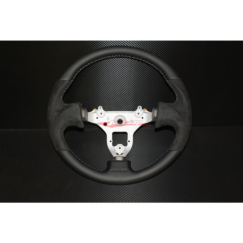 Mines Leather Steering Wheel (Version 2 Grey Stitching) Fits Nissan R34 Skyline GTR, S15 Silvia & 200SX