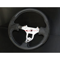 Mines Leather Steering Wheel (Version 2 Grey Stitching) Fits Nissan R34 Skyline GTR, S15 Silvia & 200SX