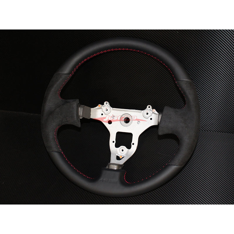 Mines Leather Steering Wheel (Version 2 Red Stitching) Fits Nissan R34 Skyline GTR, S15 Silvia & 200SX