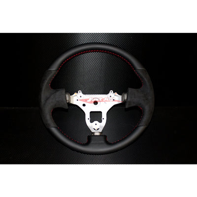 Mines Leather Steering Wheel (Version 2 Red Stitching) Fits Nissan R34 Skyline GTR, S15 Silvia & 200SX